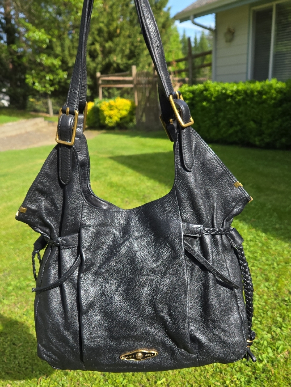 EUC Elliott Lucca Sintra Black Pebbled Leather Slouchy Hobo Bag. (BIN 002)